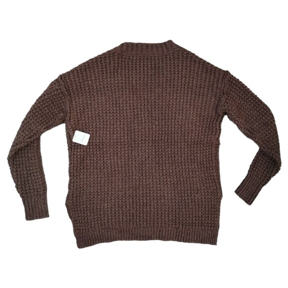 Free People Oversized Whistle Thermal Henley Sweater Brown - Picture 8 of 13